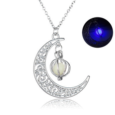 Fashion Moon Natural Glowing Stone Healing Necklace Women Gift Charm Luminous Pendant Necklace Jewelry DeChampBlessedThreads