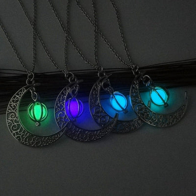 Fashion Moon Natural Glowing Stone Healing Necklace Women Gift Charm Luminous Pendant Necklace Jewelry DeChampBlessedThreads