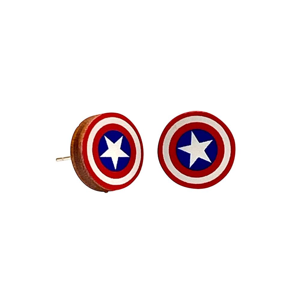 American Shield Stud Earrings #3099 Red Sunflower