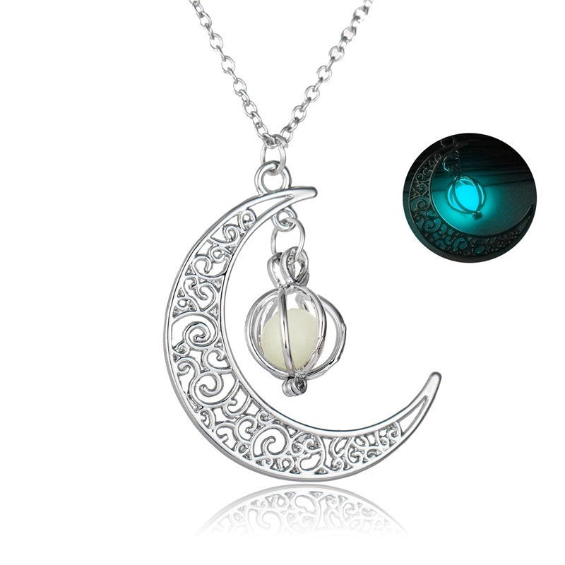 Fashion Moon Natural Glowing Stone Healing Necklace Women Gift Charm Luminous Pendant Necklace Jewelry DeChampBlessedThreads