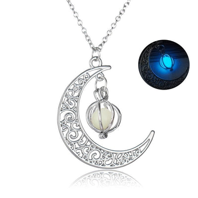 Fashion Moon Natural Glowing Stone Healing Necklace Women Gift Charm Luminous Pendant Necklace Jewelry DeChampBlessedThreads