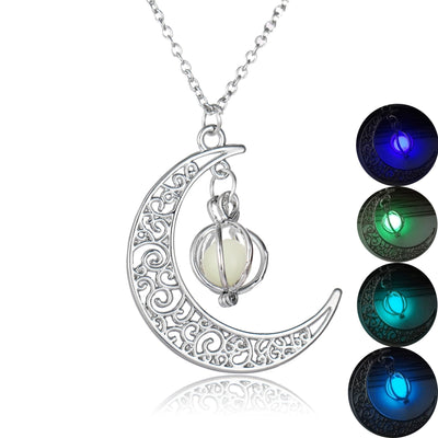 Fashion Moon Natural Glowing Stone Healing Necklace Women Gift Charm Luminous Pendant Necklace Jewelry DeChampBlessedThreads