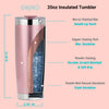 Sleek rose gold DRINCO® 20oz insulated tumbler with a spill-proof lid and two straws, showcasing durable stainless steel design.