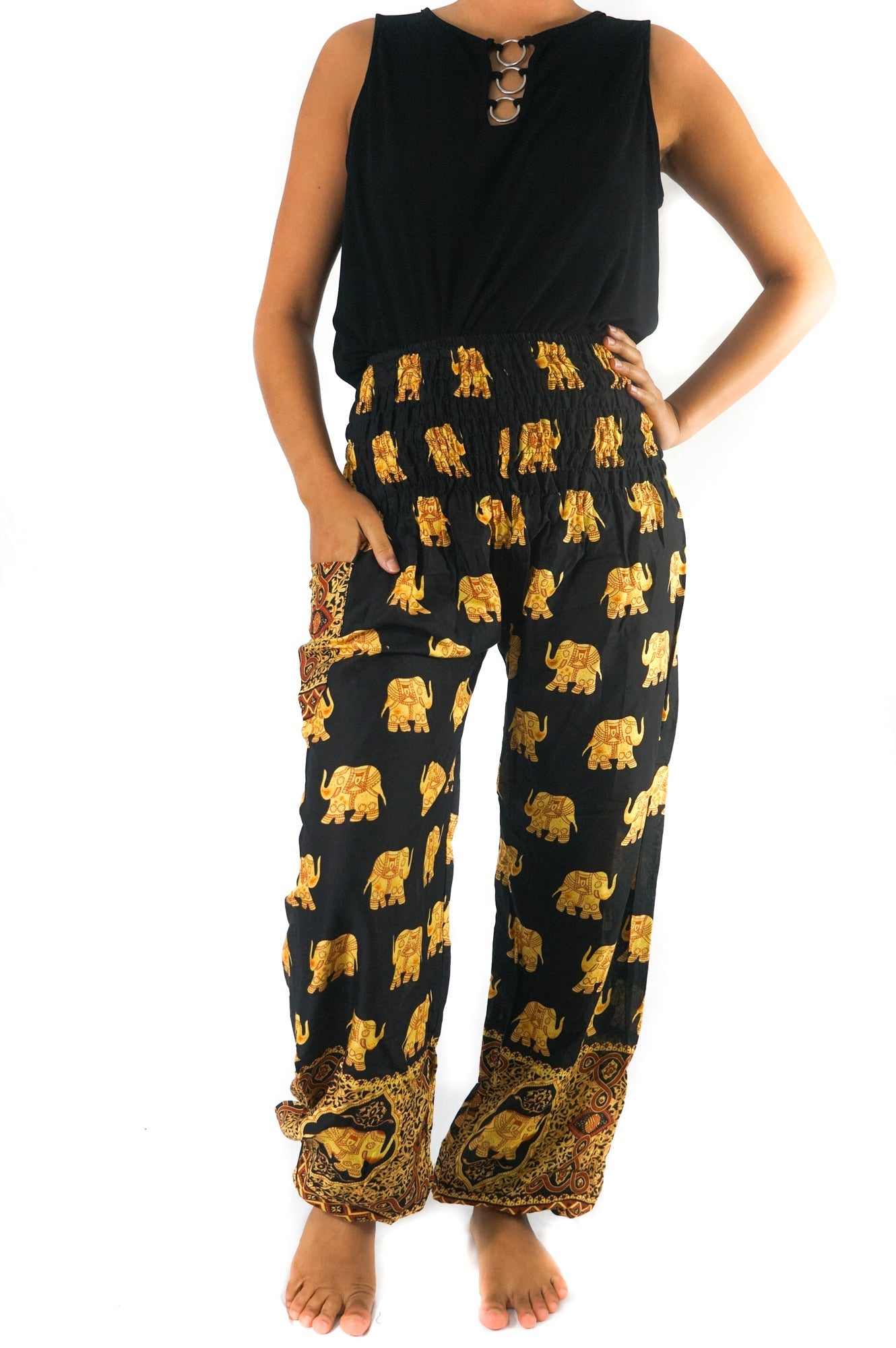 Black ELEPHANT Pants Women Boho Pants Hippie Pants Yoga Tan Smokey