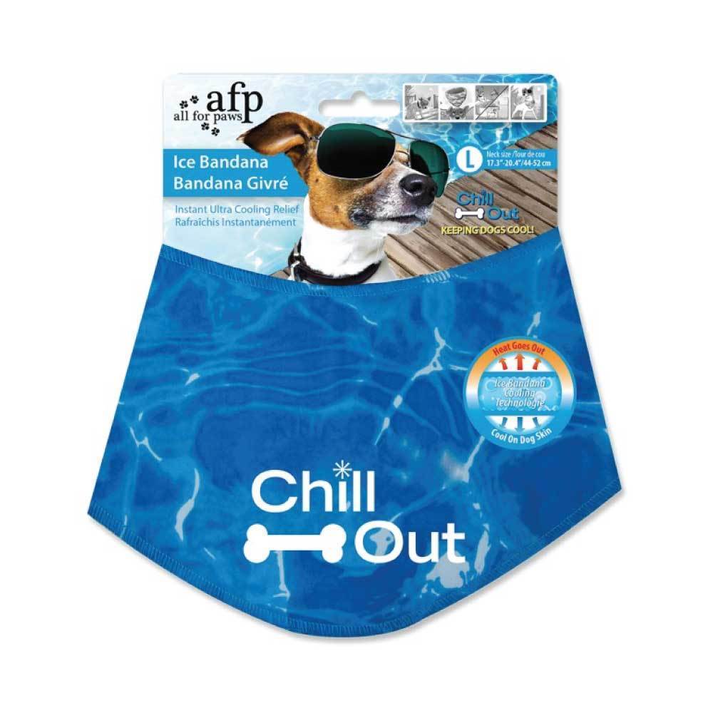 L - Dog Cooling Bandana Ice Neck Collar AFP Chill Out Pet Cool Scarf Ozdingo