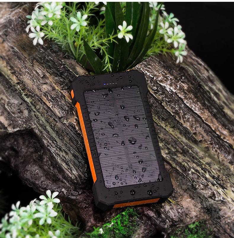 10000mAh Solar Power Bank Waterproof Solar External Battery Emergency Blue Charlie